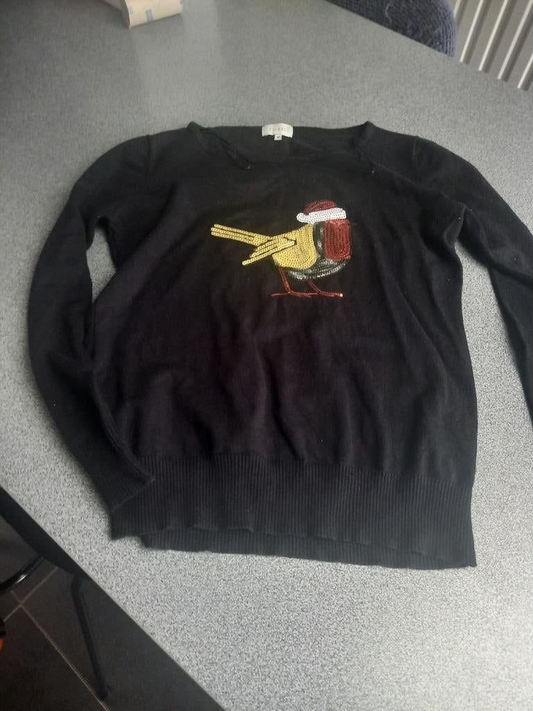 Trui met kerstvogel, Maat 38/40 (M), Zwart, Bel & Bo, Ophalen of Verzenden