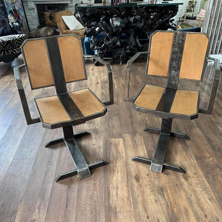 Rare chaises industrielles design vers 1950, Maison & Meubles, Chaises, Utilisé, Deux, Métal, Noir, Enlèvement