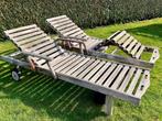 ligbedden Teak, Jardin & Terrasse, Chaises longues, Enlèvement, Utilisé, Bois, Mobile