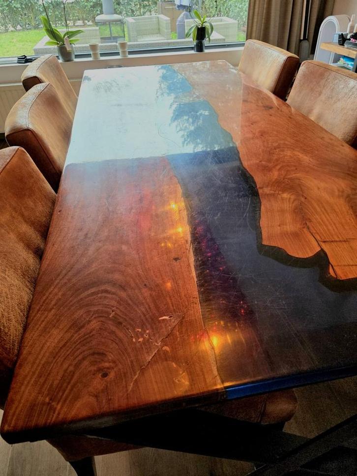 Epoxy tafel, stoelen en zetel, Maison & Meubles, Salles à manger complètes, Enlèvement