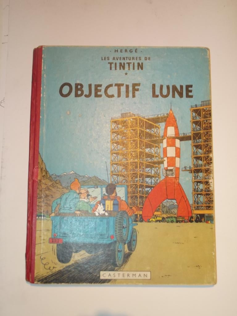 tintin Objectif Lune, Eén stripboek, Ophalen of Verzenden, Gelezen, Hergé