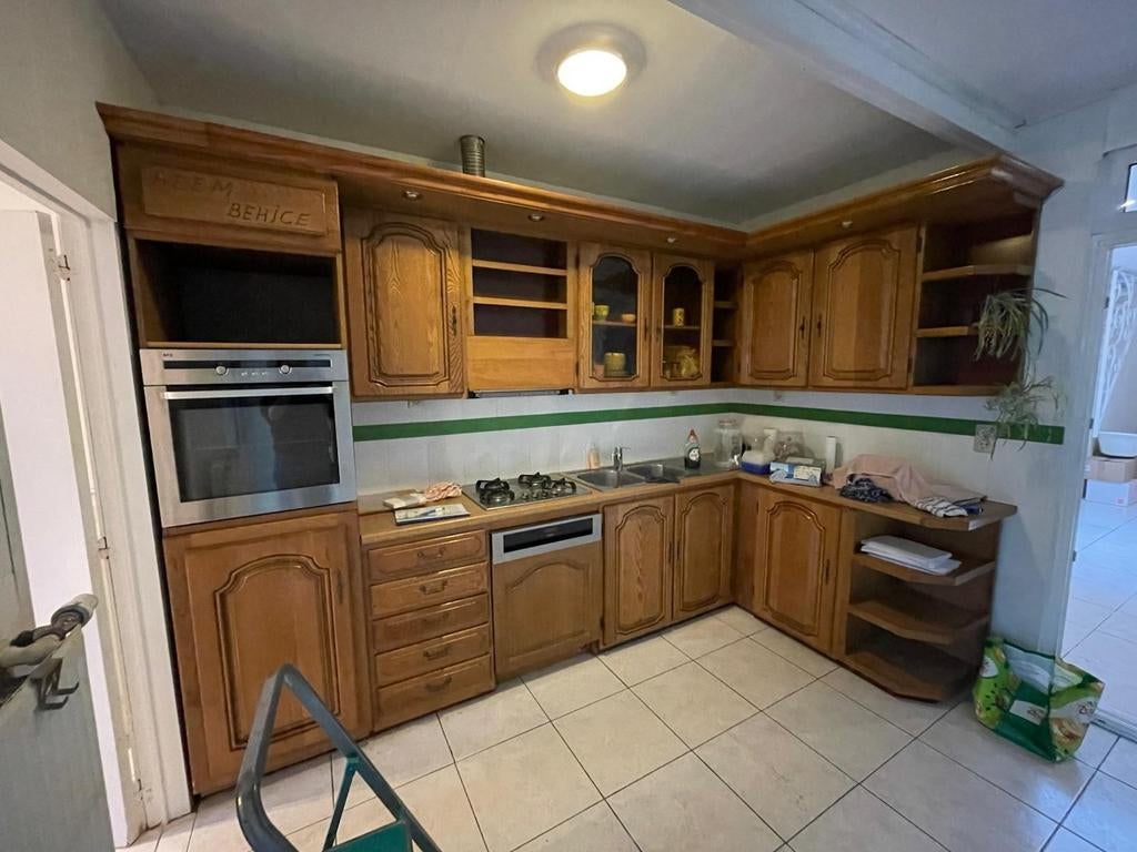 Houten keuken - zelf uit te breken, Maison & Meubles, Cuisine | Cuisines complètes, Enlèvement, Utilisé, Brun, Cuisine d'angle