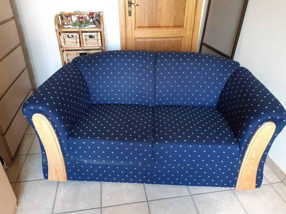 Canapé - 1m50 long - Tissu / bois - Parfait état, Maison & Meubles, Bois, Comme neuf, Enlèvement, 150 à 200 cm