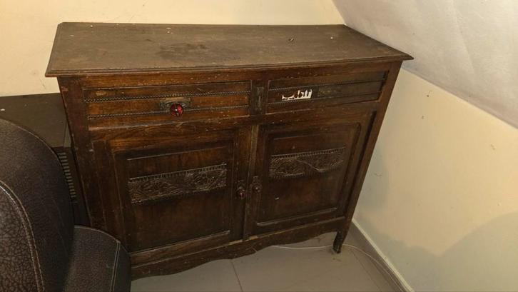 Antiek Eiken Bijzetkastje / Commode – Art Deco – Jaren '30, Maison & Meubles, Armoires | Dressoirs, Chêne, Enlèvement