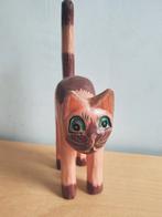 Statue Chat Vintage en Bois Sculpté Main Style Boho / Folk A, Enlèvement ou Envoi