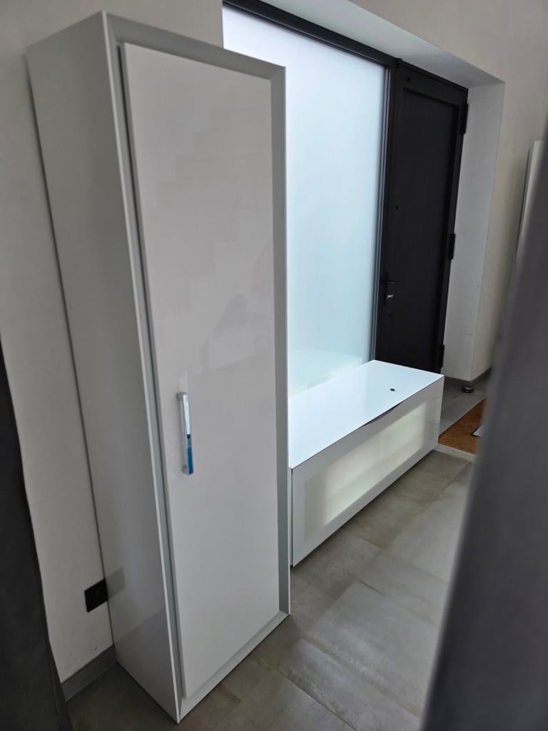 Luxe Italiaanse Designset (Munari) - Wit Glas & Aluminium -, Ophalen