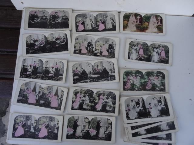 anciennes photo stéréo 1920’s –cérémonies jusqu’au mariages, Enlèvement ou Envoi