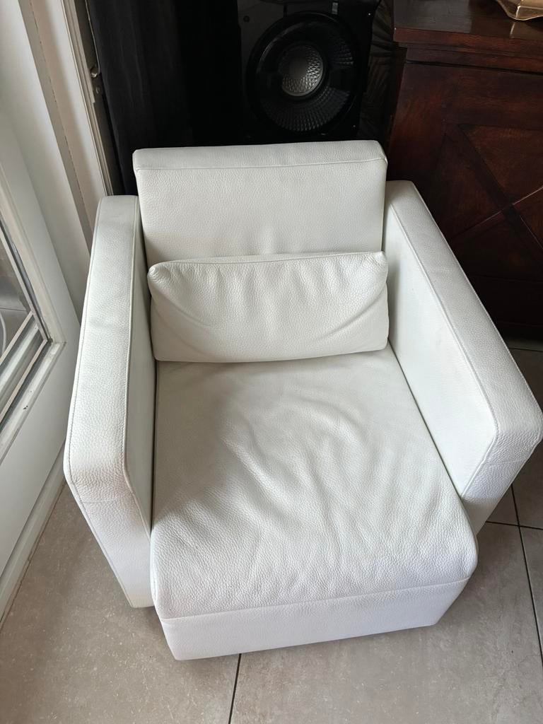 leder zetel leder wit merk jori draaibaar, Huis en Inrichting, Ophalen, Zo goed als nieuw