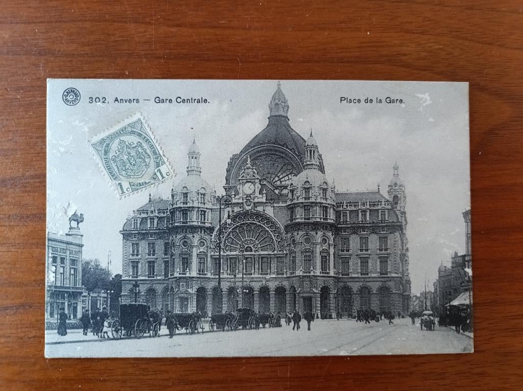 Carte postale de la gare centrale d'Anvers, Collections, Enlèvement ou Envoi, Avant 1920, Affranchie, Anvers