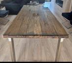 Industriële eettafel + salontafel set (hout & metaal), Huis en Inrichting, Ophalen