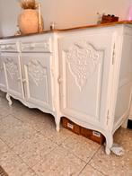 Buffet ancien style Louis XV – bois massif peint blanc, Maison & Meubles, Enlèvement, Comme neuf