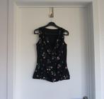 Zwarte dubbele top met roze gele groene bloemen Maat S-M, Ophalen of Verzenden, Maat 36 (S), Zwart