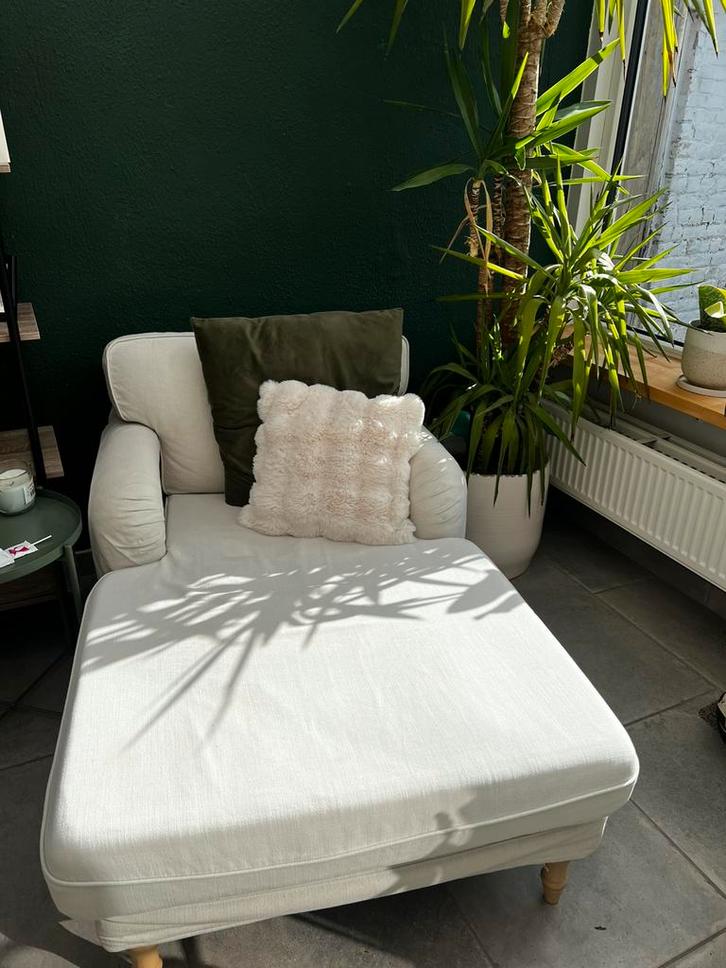 Stijlvolle chaise longue – crème wit (afneembare hoezen), Maison & Meubles, Canapés | Sofas & Chaises Longues, Utilisé, Une personne