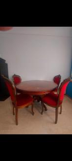 Antieke tafel en 4 stoelen, Huis en Inrichting, Ophalen of Verzenden, Zo goed als nieuw, 50 tot 100 cm, 100 tot 150 cm