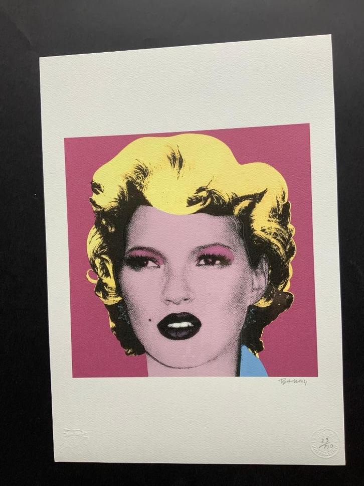 BANKSY Kate Moss genummerd met stempel, Antiek en Kunst, Kunst | Litho's en Zeefdrukken, Ophalen of Verzenden