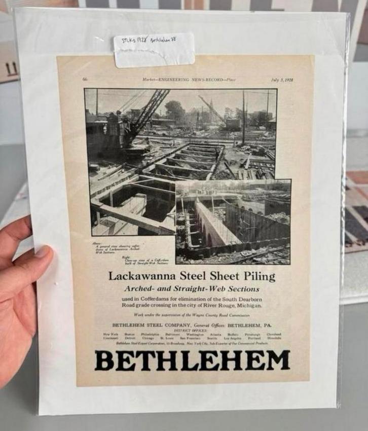 Originele Advertentie Bethlehem Steel 1928 - Lackawanna brug, Verzamelen, Tijdschriften, Kranten en Knipsels, 1920 tot 1940, Ophalen of Verzenden