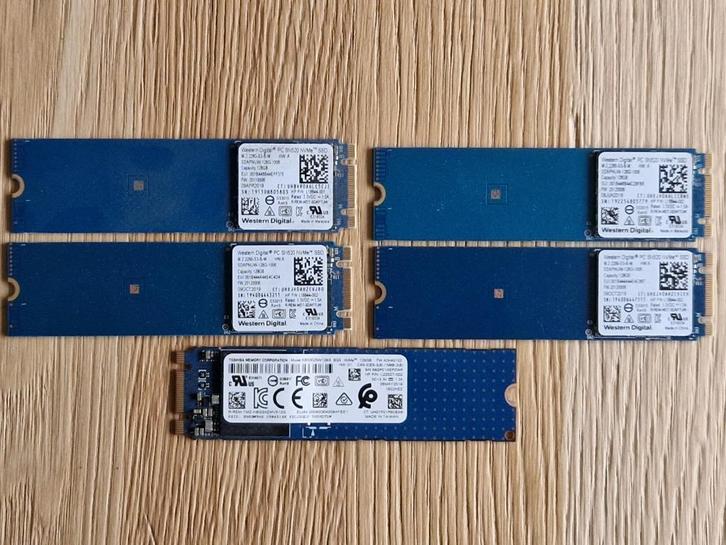5x SSD 128GB NVMe m.2 2280 Western Digital, Toshiba, Computers en Software, Harde schijven, Zo goed als nieuw, Laptop, Intern