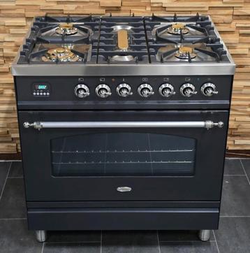 🔥 Poêle Boretti de luxe 80 cm anthracite + acier inoxydable disponible aux enchères