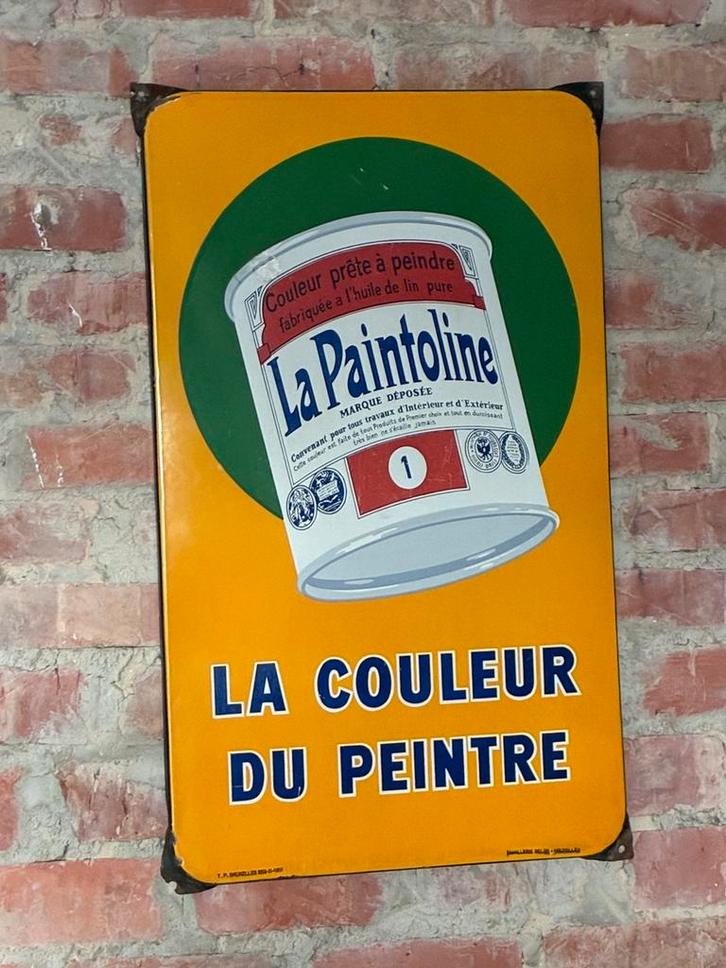 Emaille bord La Paintoline - Emaillerie Belge 1951, Verzamelen, Merken en Reclamevoorwerpen, Gebruikt, Reclamebord, Ophalen of Verzenden