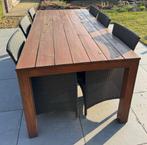 Tuintafel met 6 stoelen en kussens, Tuin en Terras, Tuintafels, Ophalen, Gebruikt, Rechthoekig, Hout