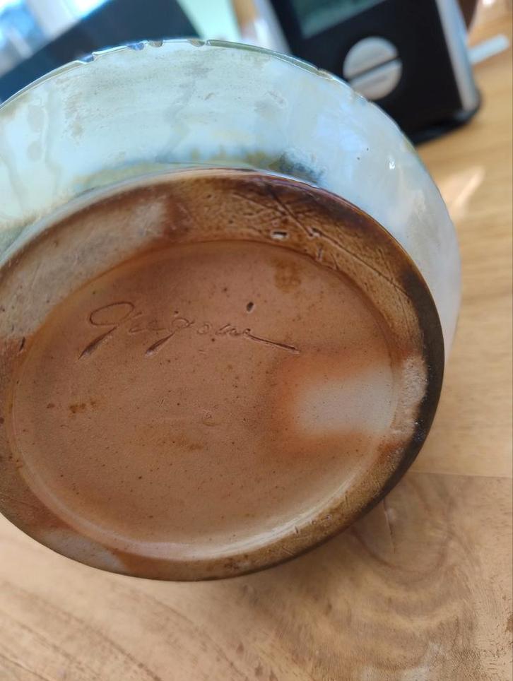 Vase Pichet Vintage en Grès Artisanal – Signé Grégoire – 18, Huis en Inrichting, Woonaccessoires | Schalen en Manden, Ophalen