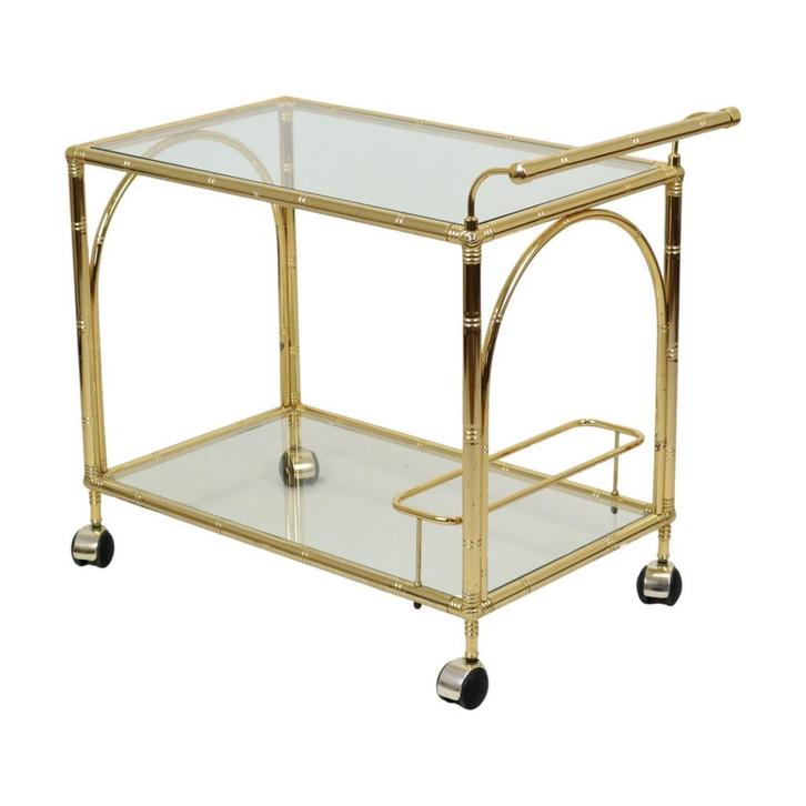 Hollywood Regency Trolley Bar Meubel Faux Bamboe Orsenigo, Antiek en Kunst, Curiosa en Brocante, Ophalen