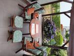 >Vol houten Tuinset met verstelbare stoelen en bankjes, Tuin en Terras, Tuintafels, Ophalen, Gebruikt, Ovaal, Hout
