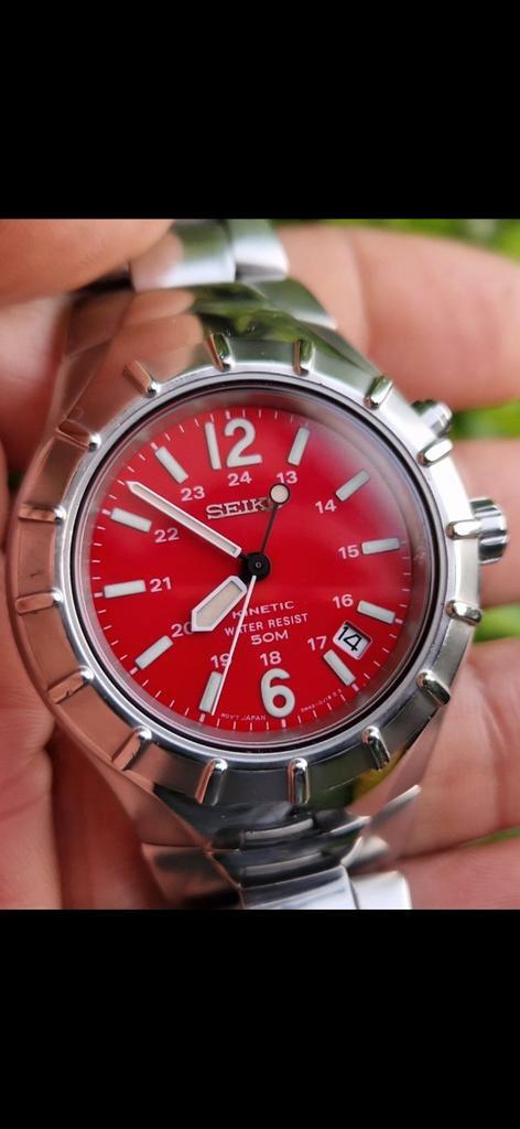 SEIKO KINETIC 5M42-0F00, Handtassen en Accessoires, Horloges | Heren, Gebruikt, Polshorloge, Seiko, Staal, Staal, Ophalen of Verzenden