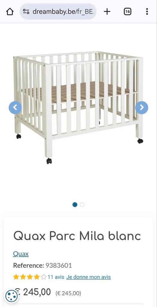 QUAX PARC MILA BLANC, Enfants & Bébés, Parcs, Comme neuf, Roulettes, Enlèvement