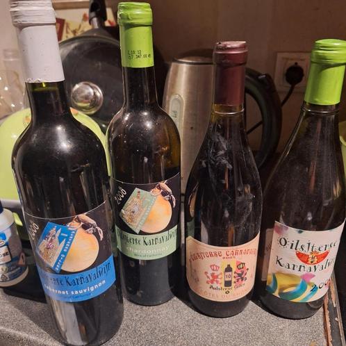 4 flessen Oilsjterse Karnaval-wijn te koop ( Aalst ), Verzamelen, Wijnen, Gebruikt, Ophalen