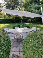 ELIPS TAFEL MET ZONNESCHERM EN 8 STOELEN, Ophalen, Inox, Gebruikt, 8 zitplaatsen