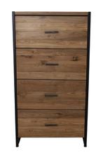 teak ladekast 4 grote lade, Huis en Inrichting, Kasten | Ladekasten, 100 tot 150 cm, Nieuw, 3 of 4 laden, Metaal