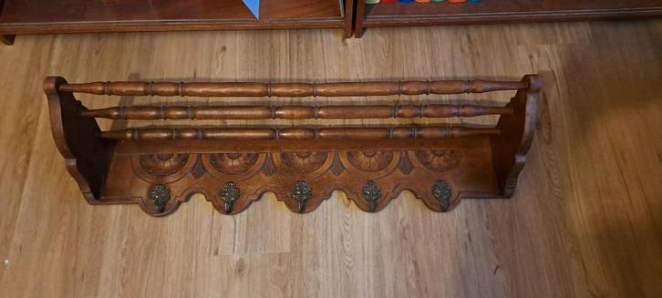 kapstok 5 haken + 3 stangen (jaren 60), Huis en Inrichting, Woonaccessoires | Kapstokken, Gebruikt, Wandkapstok, Minder dan 100 cm