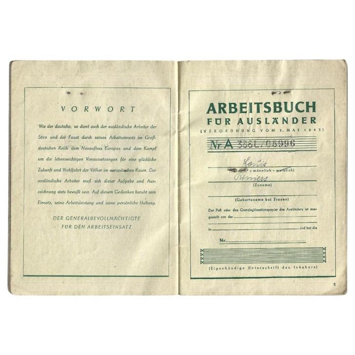 Arbeitsbuch für Ausländer - Belgische 'Zivilarbeiter', Verzamelen, Militaria | Tweede Wereldoorlog, Overige soorten, Overige typen
