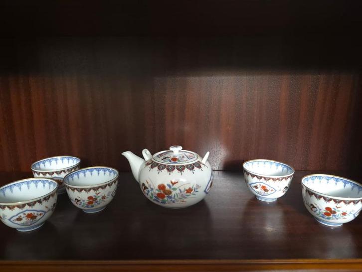 Handbeschilderd Japans theeservies Kutani 1945-1960, Antiek en Kunst, Antiek | Porselein, Ophalen