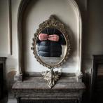 Antieke franse spiegel messing, Antiek en Kunst, Ophalen of Verzenden, Ovaal, Minder dan 50 cm, Minder dan 100 cm