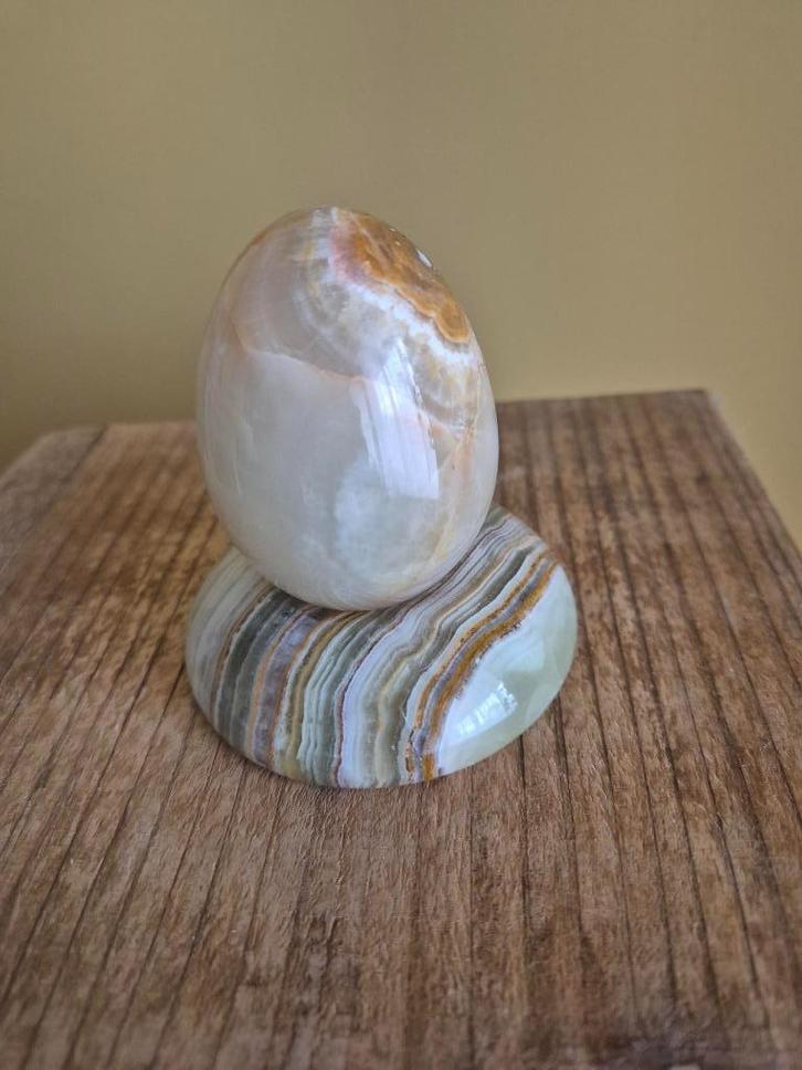 Decoratief marmer onyx aragoniet ei, Antiek en Kunst, Curiosa en Brocante, Ophalen of Verzenden