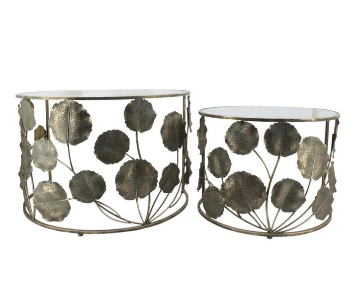 nieuwe salontafel goud bladeren met spiegelblad set van 2, Huis en Inrichting, Woonaccessoires | Overige, Nieuw, Ophalen