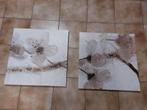 Set,van 2 lijsten, kaders bloemen bruin, beige, Ophalen of Verzenden, Zo goed als nieuw