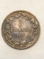 Munt zilver België 5 FR Leop I jaartal 1847 gelauwerd mooi, Zilver, Ophalen of Verzenden, Losse munt, Zilver
