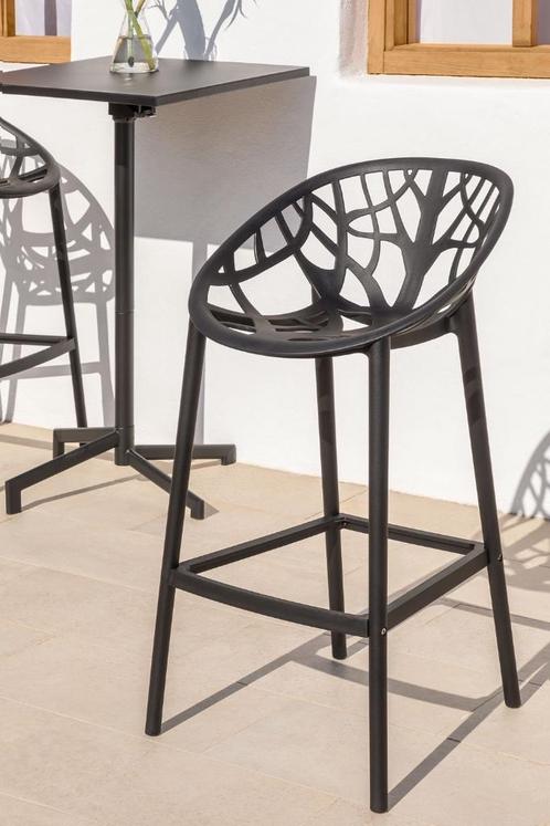 Pack de 2 tabourets de jardin noirs, hauts, neufs, Maison & Meubles, Tabourets de bar, Neuf, 60 à 90 cm, Synthétique, 2 tabourets