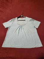 Geplooid T-shirt met korte mouwen in lichtblauw L met zilver, Gedragen, C&A, Blauw, Maat 42/44 (L)