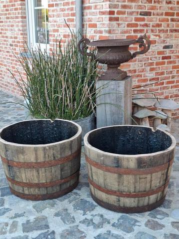 Halve EIKEN whiskey vaten 45cmx 65cm als kwaliteits bloembak, Tuin en Terras, Ophalen, Zo goed als nieuw