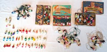 Lot vintage kerstlampjes in melkglas 1940–60 (120) beschikbaar voor biedingen