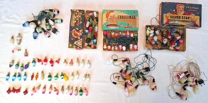 Lot vintage kerstlampjes in melkglas 1940–60 (120), Diversen, Kerst, Gebruikt, Ophalen