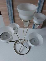 Staander met 5 glazen theelichthouders 1.50€, Ophalen of Verzenden, Zo goed als nieuw, Kandelaar