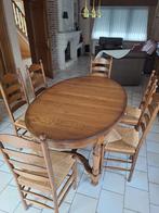 Eikenhouten Tafel met stoelen, Ophalen, Gebruikt, 100 tot 150 cm, Eikenhout