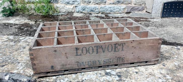 Brasserie bière ancien casier en bois Lootvoet, Collections, Marques de bière, Utilisé, Autres types, Autres marques, Enlèvement ou Envoi