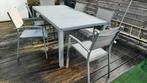 Terrastafel en 6 stoelen - grijs, Tuin en Terras, Ophalen, Gebruikt, 6 zitplaatsen, Aluminium