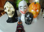 Halloween : 4 Masques + 1 cravate, 2 en latex, comme neuf., Enlèvement ou Envoi, Comme neuf, Article de fête